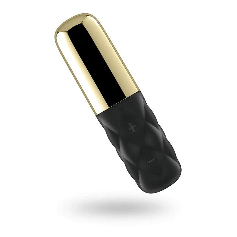 Satisfyer Mini Sparking Darling - Mini Vibrator in Gold, angled view