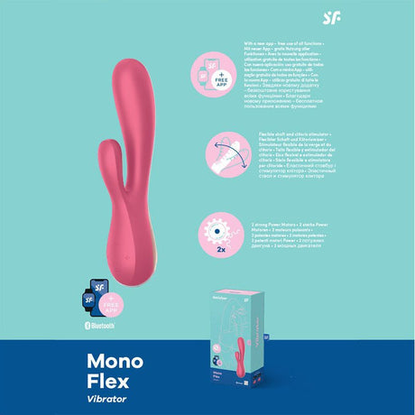 Buy Satisfyer Mono Flex - Red App Controlled USB Rechargeable Rabbit Vibrator – Naughtyhut NZ sex toys online. Discreet delivery & top brands.