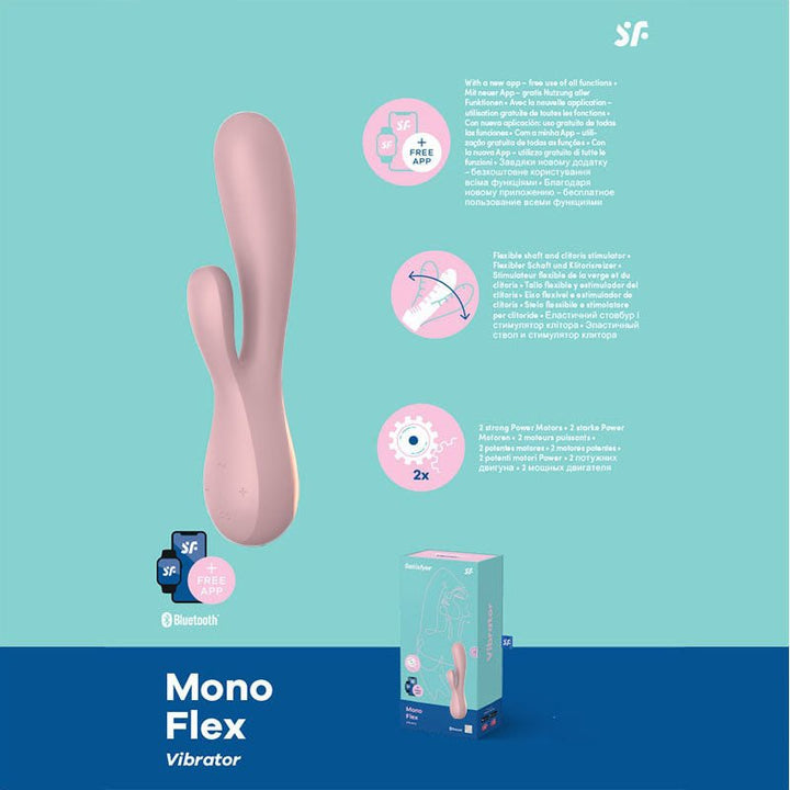 Satisfyer Mono Flex - Mauve App Controlled USB Rechargeable Rabbit Vibrator – Sex toys NZ by Naughtyhut. Discreet delivery nationwide.