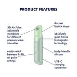 Buy Satisfyer Naughty Kiss - Mint Green USB Rechargeable Air Pulse Stimulator – Naughtyhut NZ sex toys online. Discreet delivery & top brands.