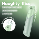 Buy Satisfyer Naughty Kiss - Mint Green USB Rechargeable Air Pulse Stimulator – Naughtyhut NZ sex toys online. Discreet delivery & top brands.