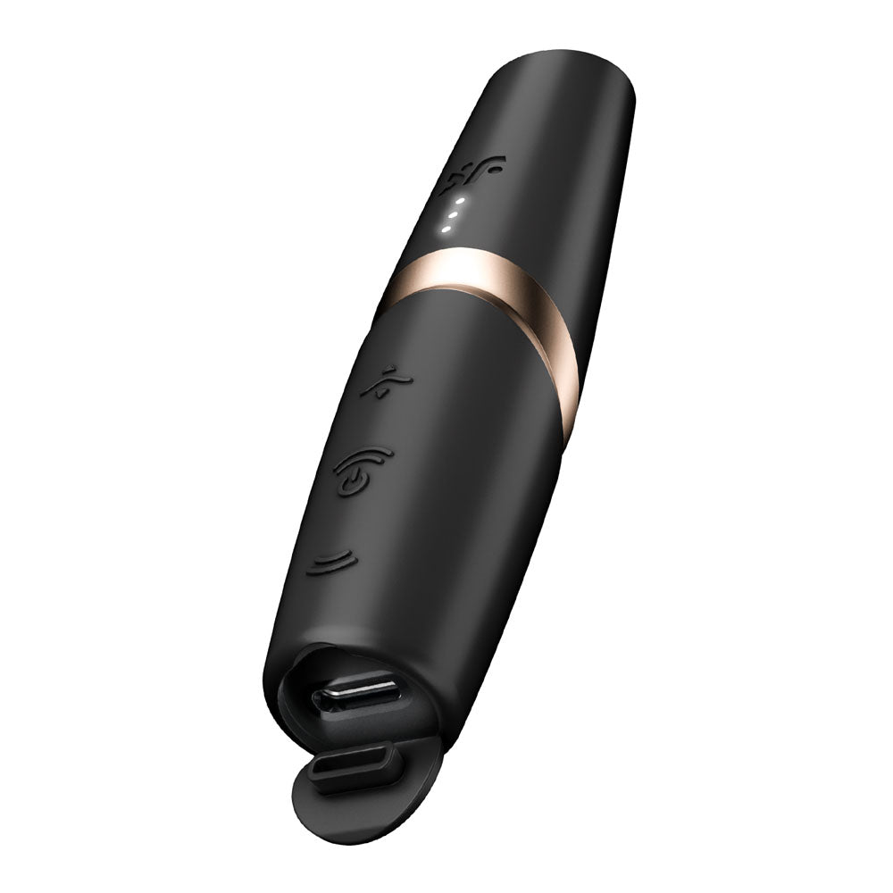 Buy Satisfyer Perfect Kiss - Black USB Rechargeable Air Pulse Stimulator – Naughtyhut NZ sex toys online. Discreet delivery & top brands.