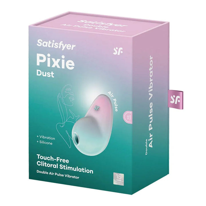 Satisfyer Pixie Dust - Vibrating Air Pulse Stimulator in Mint/Pink retail box