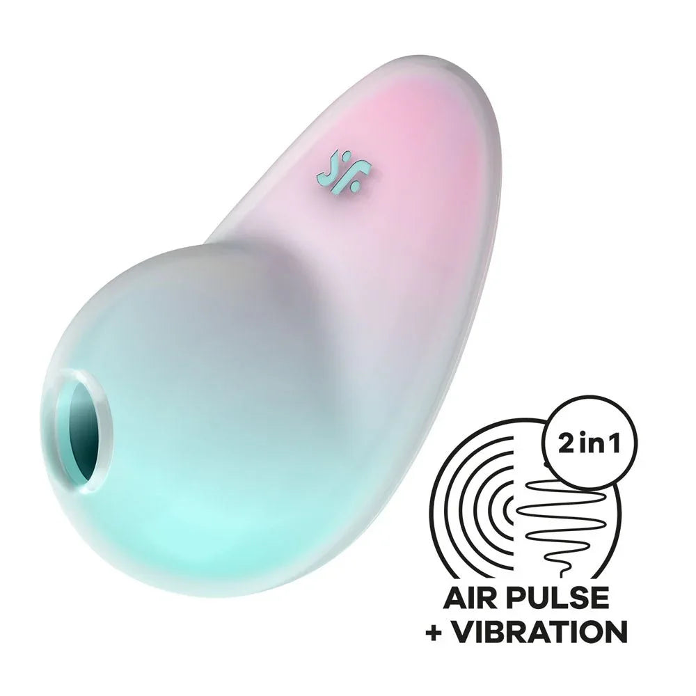 Satisfyer Pixie Dust - Vibrating Air Pulse Stimulator in Mint/Pink with a feature badge