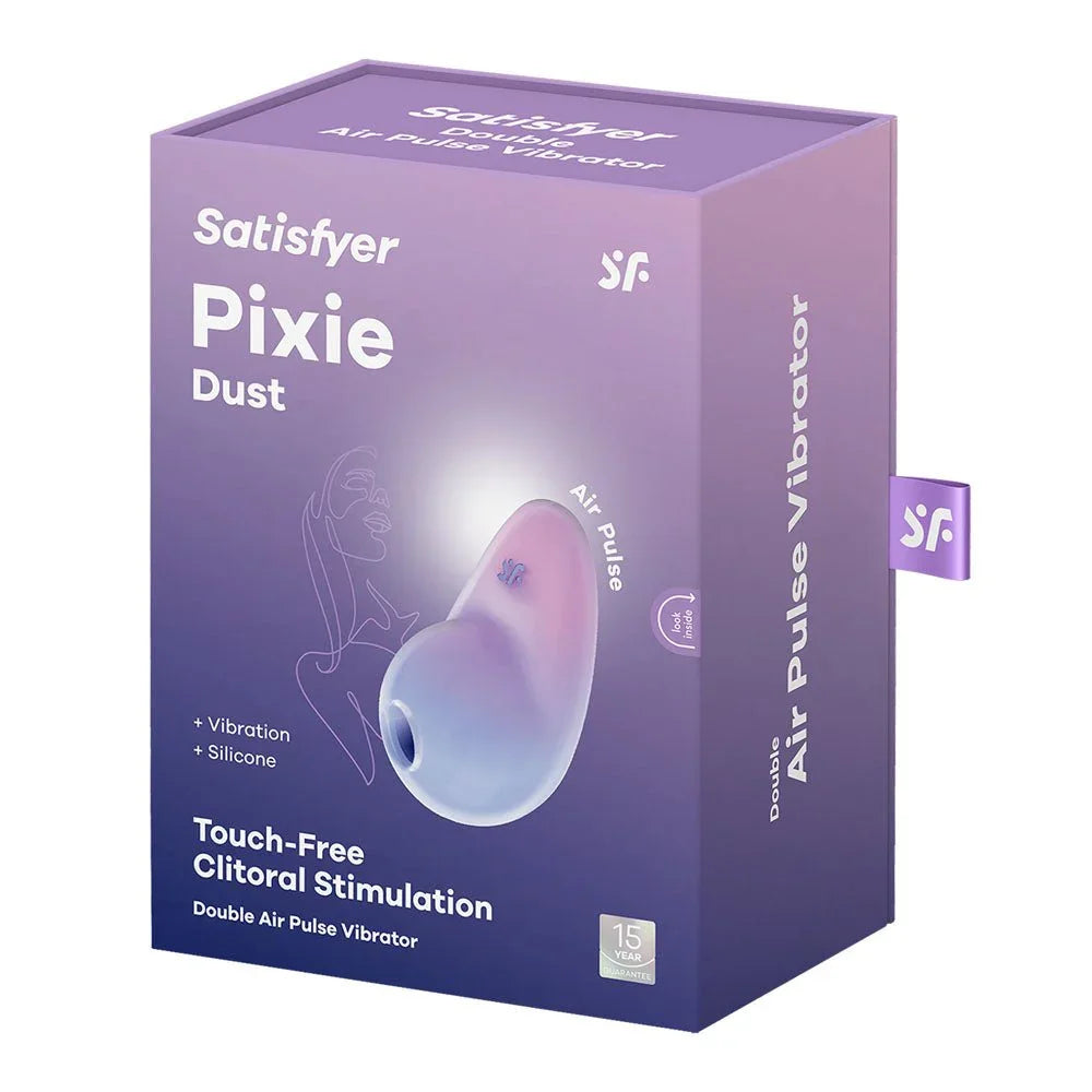 Satisfyer Pixie Dust - Vibrating Air Pulse Stimulator in Violet/Pink retail box