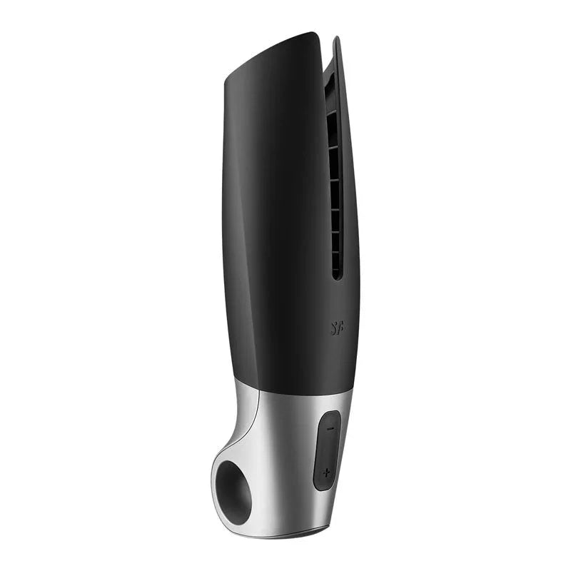 Satisfyer Power Masturbator - Vibrating Masturbator in Black, three-quarter view