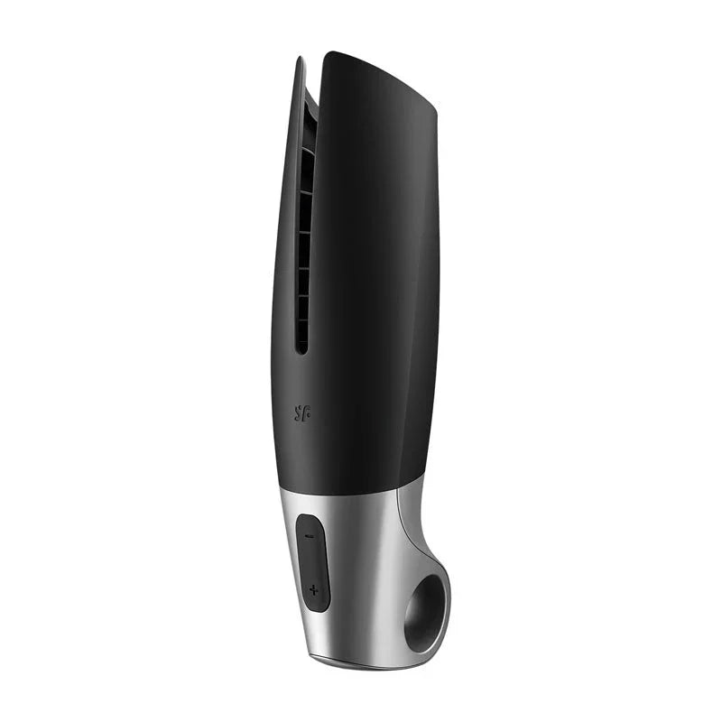 Satisfyer Power Masturbator - Vibrating Masturbator in Black, front view