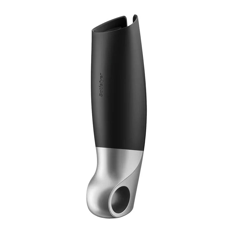Satisfyer Power Masturbator - Vibrating Masturbator in Black, top view