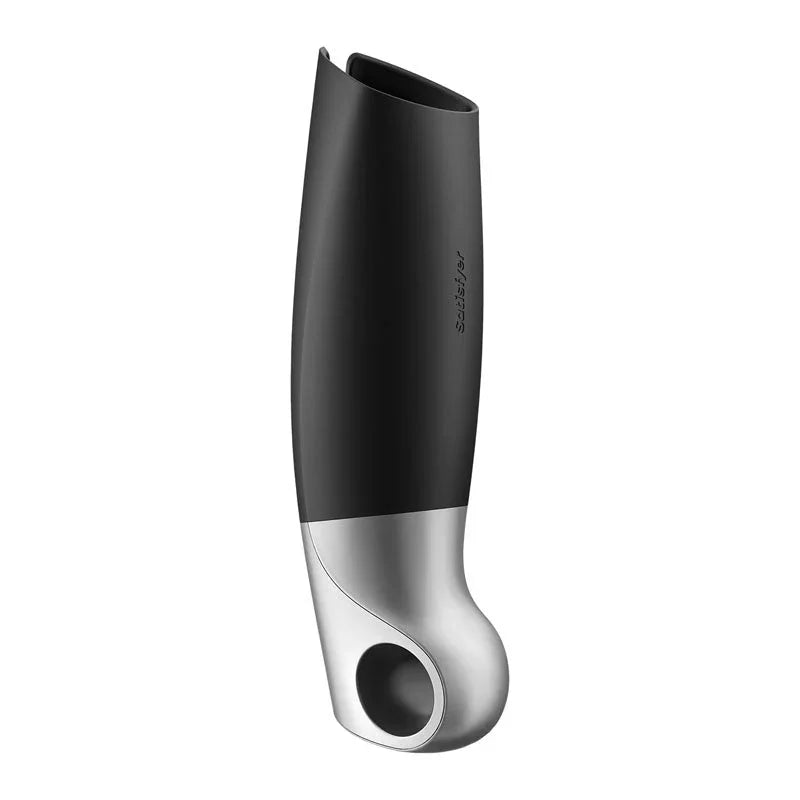 Satisfyer Power Masturbator - Vibrating Masturbator in Black, side profile