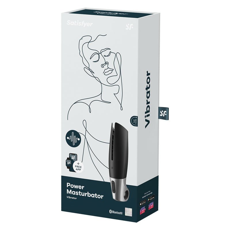 Satisfyer Power Masturbator - Black USB Rechargeable Vibrating Masturbator with App Control – Sex toys NZ by Naughtyhut. Discreet delivery nationwide.