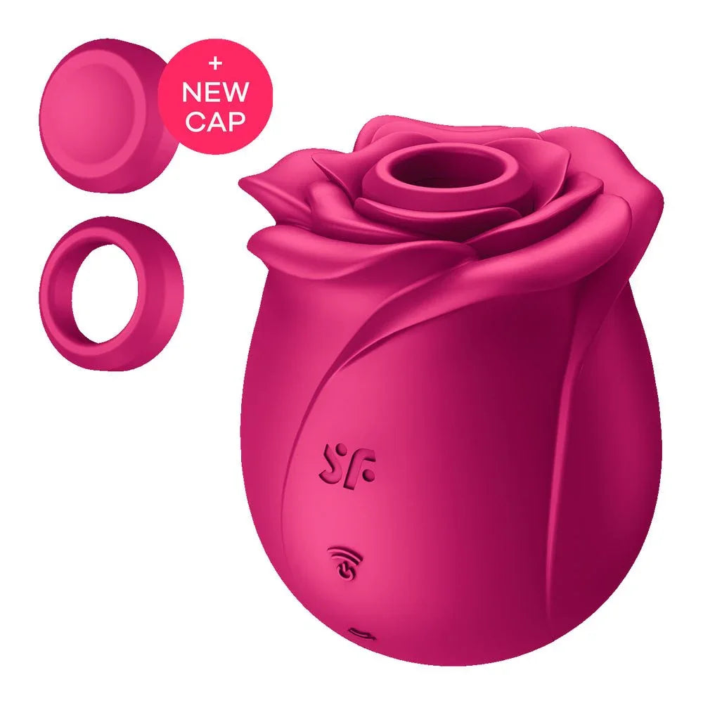 Satisfyer Pro 2 Classic Blossom - Air Pulse Rose Stimulator set pieces laid out