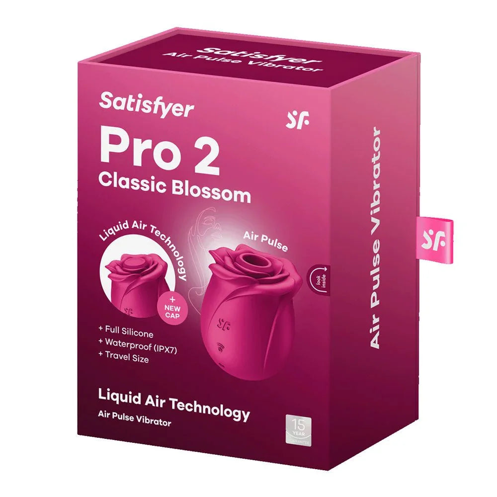 Satisfyer Pro 2 Classic Blossom - Air Pulse Rose Stimulator in Red retail box
