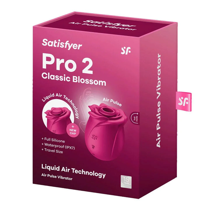Satisfyer Pro 2 Classic Blossom - Air Pulse Rose Stimulator in Red retail box