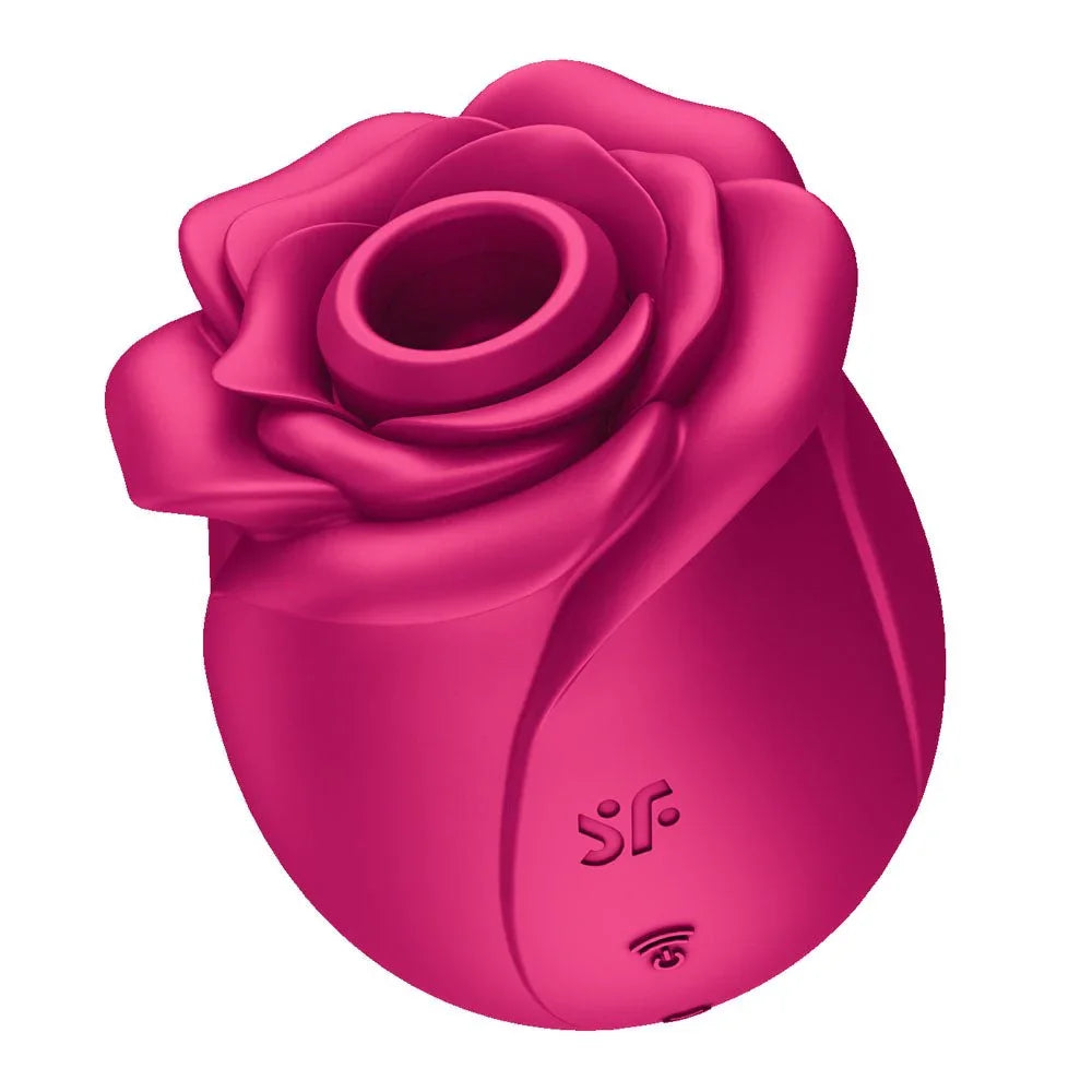 Satisfyer Pro 2 Classic Blossom - Air Pulse Rose Stimulator in Red, angled view