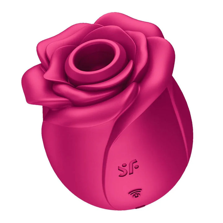 Satisfyer Pro 2 Classic Blossom - Air Pulse Rose Stimulator in Red, angled view