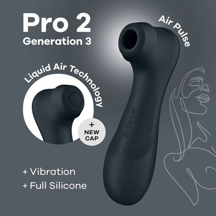 Satisfyer Pro 2 Generation 3 - Dark Grey - Dark Grey Touch - Free USB - Rechargeable Clitoral Stimulator – Sex toys NZ by Naughtyhut. Discreet delivery nationwide.