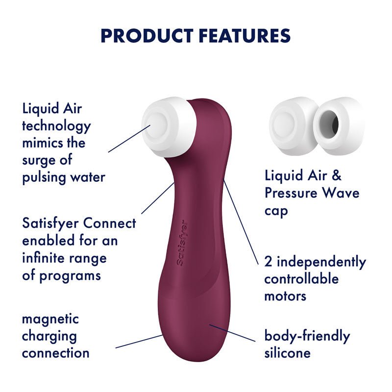 Buy Satisfyer Pro 2 Generation 3 with App Control - Wine Red - Wine Red Touch - Free USB - Rechargeable Clitoral Stimulator – Naughtyhut NZ sex toys online. Discreet delivery & top brands.