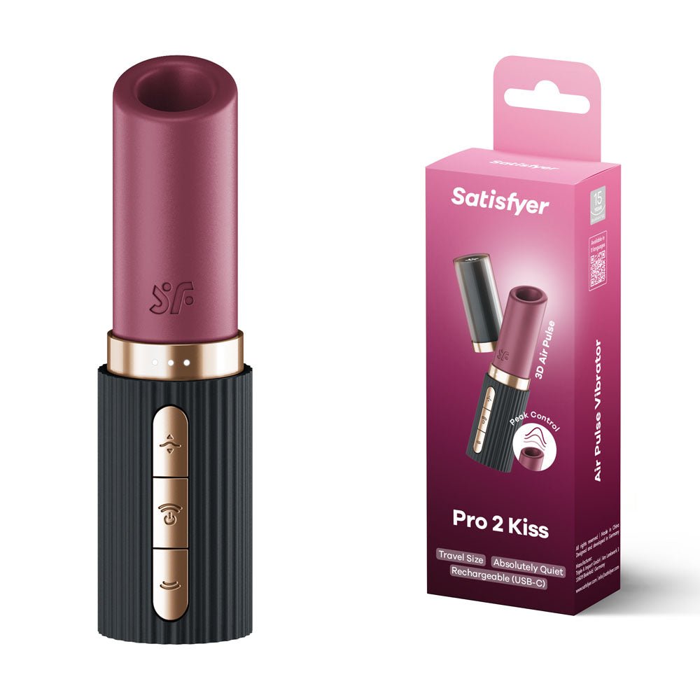 Buy Satisfyer Pro 2 Kiss - Red/Black USB Rechargeable Air Pulse Stimulator – Naughtyhut NZ sex toys online. Discreet delivery & top brands.