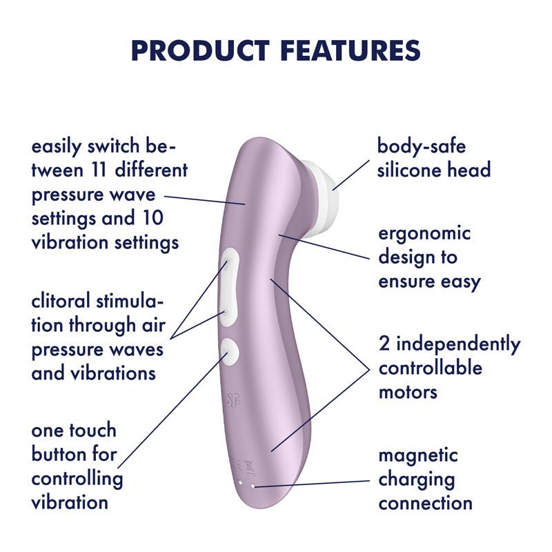 Buy Satisfyer Pro 2+ Purple - Purple Touch - Free USB - Rechargeable Clitoral Stimulator with Vibration – Naughtyhut NZ sex toys online. Discreet delivery & top brands.