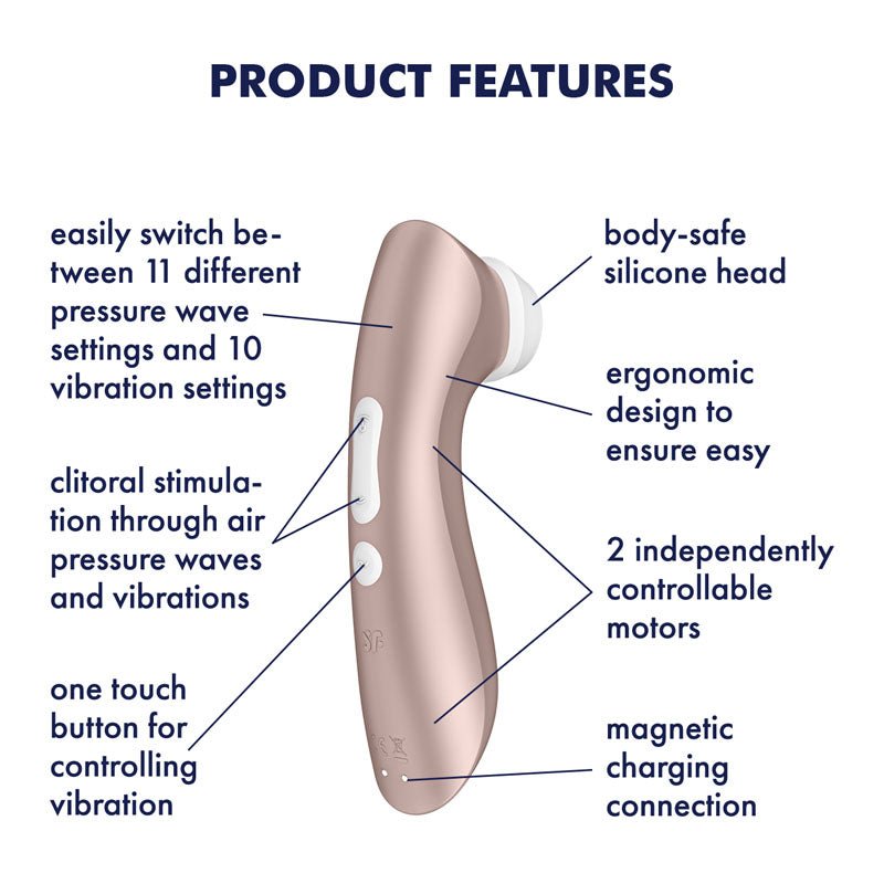 Buy Satisfyer Pro 2+ Rose Gold - Rose Gold Touch - Free USB - Rechargeable Clitoral Stimulator with Vibration – Naughtyhut NZ sex toys online. Discreet delivery & top brands.