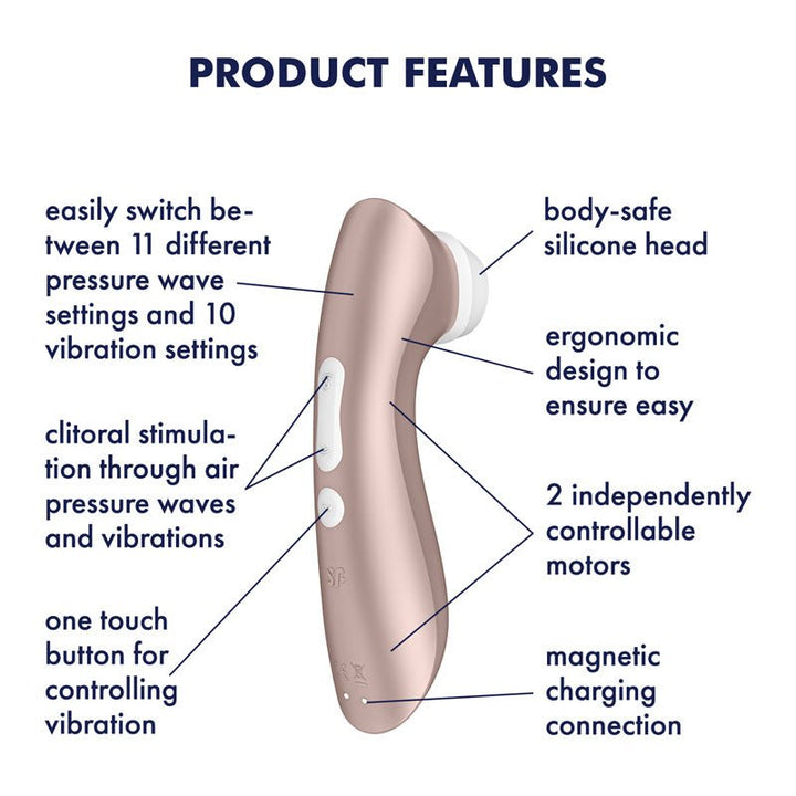 Satisfyer Pro 2+ Rose Gold - Rose Gold Touch - Free USB - Rechargeable Clitoral Stimulator with Vibration – Sex toys NZ by Naughtyhut. Discreet delivery nationwide.