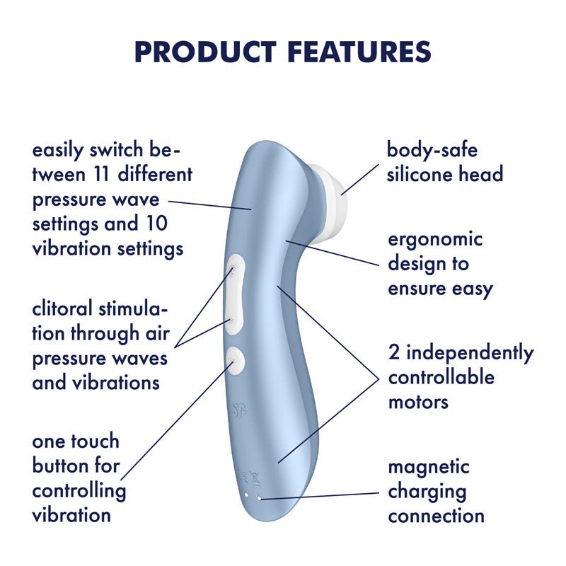 Buy Satisfyer Pro 2+ - Blue Touch - Free USB - Rechargeable Clitoral Stimulator with Vibration – Naughtyhut NZ sex toys online. Discreet delivery & top brands.
