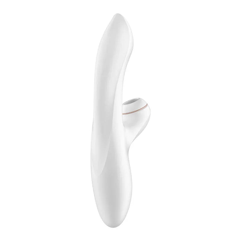 Satisfyer Pro + G-Spot - Rabbit Vibrator in White, angled view