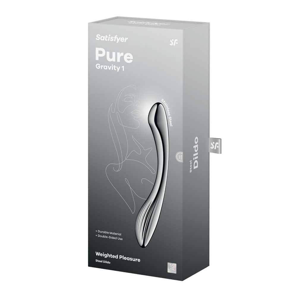 Satisfyer Pure Gravity 1 - Chrome Steel 22 cm Dildo – Sex toys NZ by Naughtyhut. Discreet delivery nationwide.