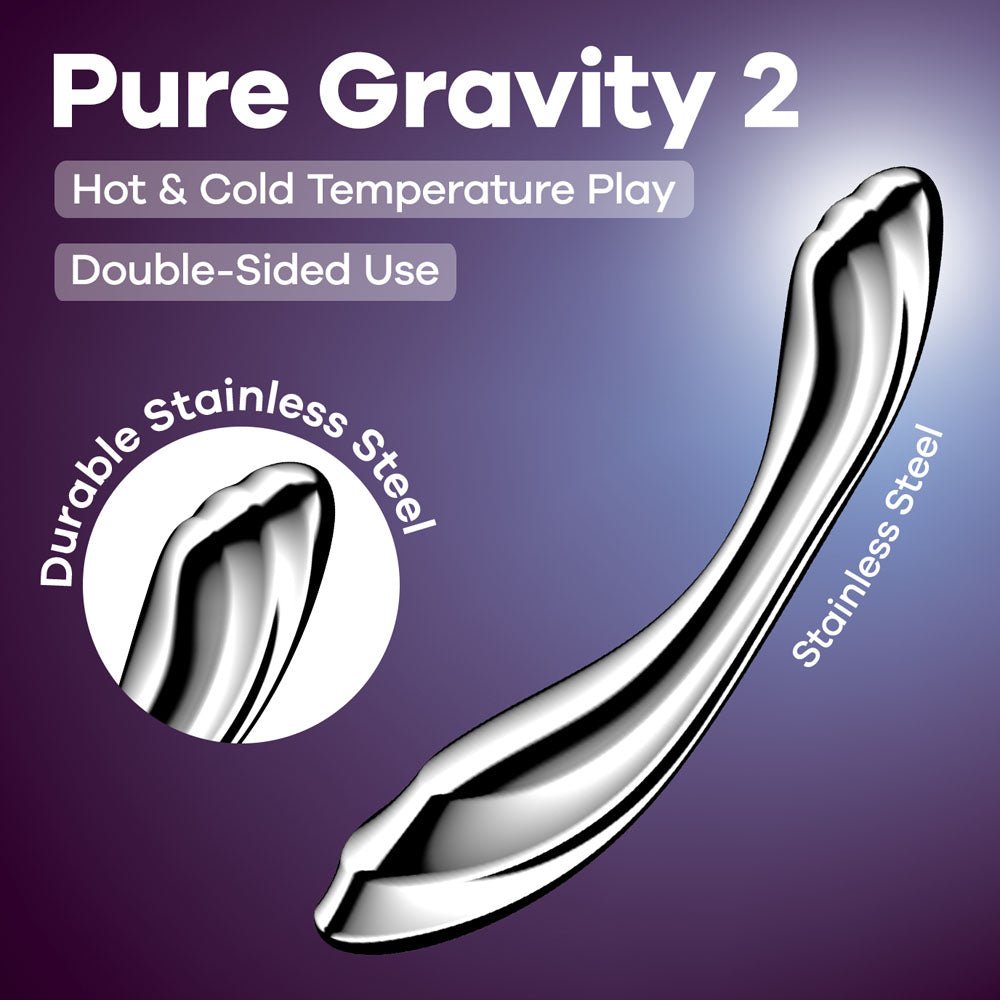 Satisfyer Pure Gravity 2 - Chrome Steel 21 cm Dildo – Sex toys NZ by Naughtyhut. Discreet delivery nationwide.