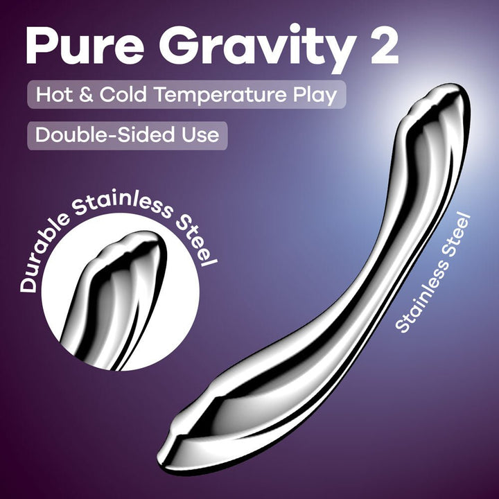 Satisfyer Pure Gravity 2 - Chrome Steel 21 cm Dildo – Sex toys NZ by Naughtyhut. Discreet delivery nationwide.