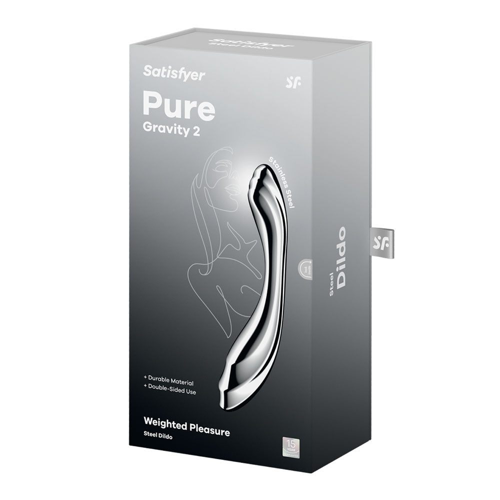 Satisfyer Pure Gravity 2 - Chrome Steel 21 cm Dildo – Sex toys NZ by Naughtyhut. Discreet delivery nationwide.