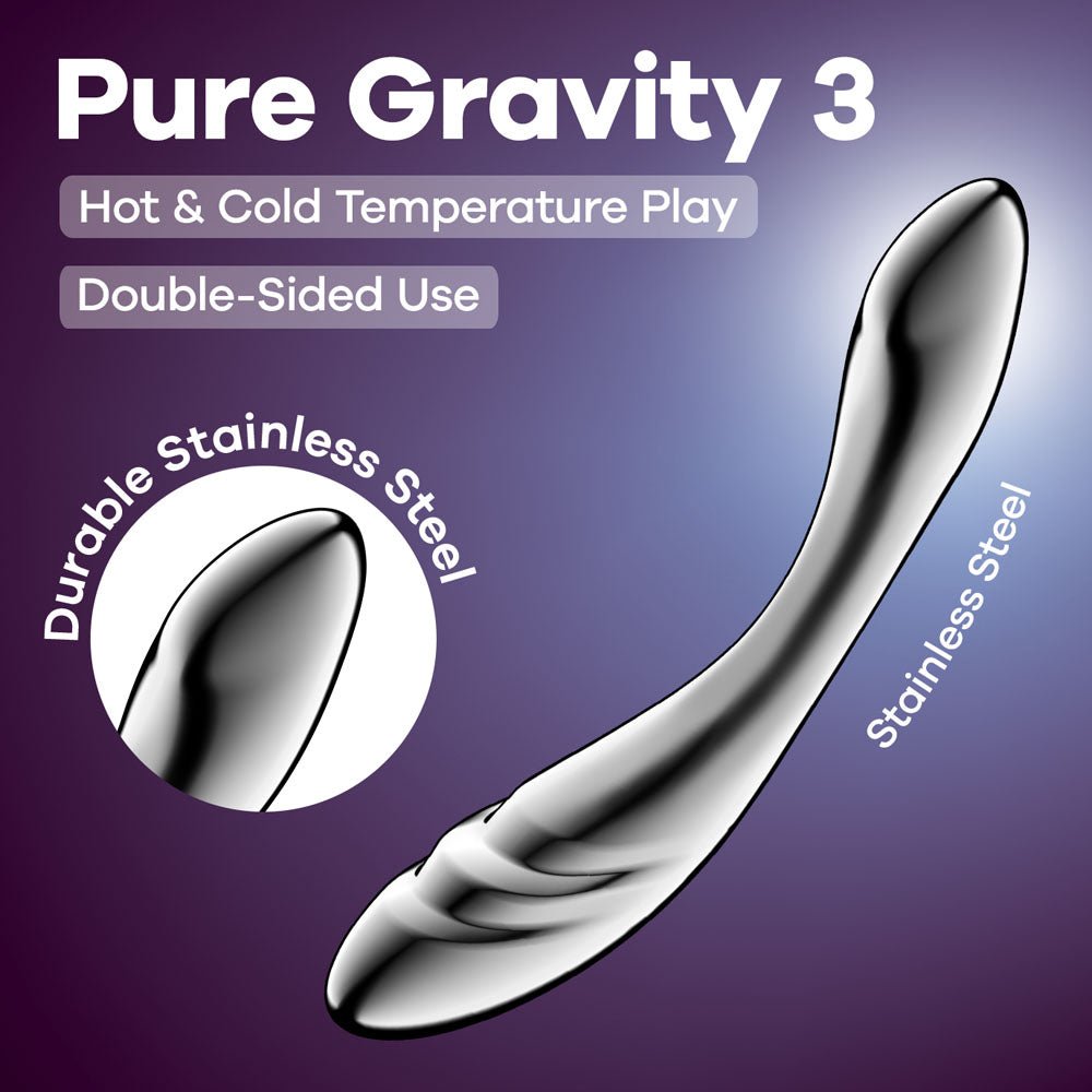 Satisfyer Pure Gravity 3 - Chrome Steel 21 cm Dildo – Sex toys NZ by Naughtyhut. Discreet delivery nationwide.