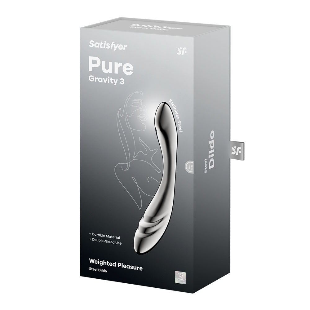 Buy Satisfyer Pure Gravity 3 - Chrome Steel 21 cm Dildo – Naughtyhut NZ sex toys online. Discreet delivery & top brands.