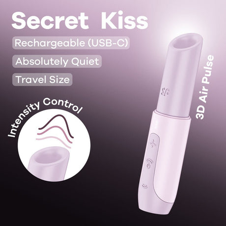 Buy Satisfyer Secret Kiss - Lilac USB Rechargeable Air Pulse Stimulator – Naughtyhut NZ sex toys online. Discreet delivery & top brands.