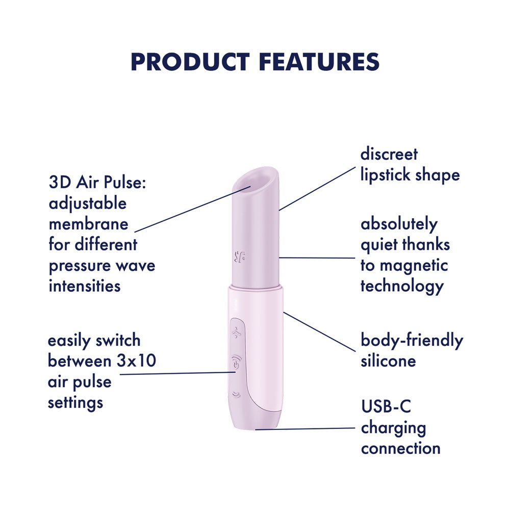 Buy Satisfyer Secret Kiss - Lilac USB Rechargeable Air Pulse Stimulator – Naughtyhut NZ sex toys online. Discreet delivery & top brands.