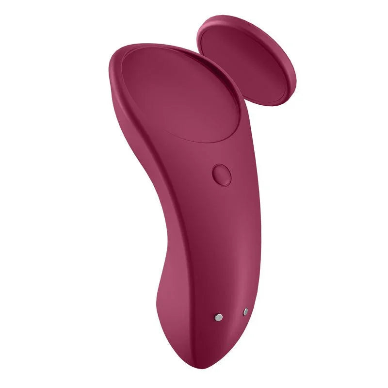 Satisfyer Sexy Secret - App Contolled Panty Vibrator in Wine Red, side profile