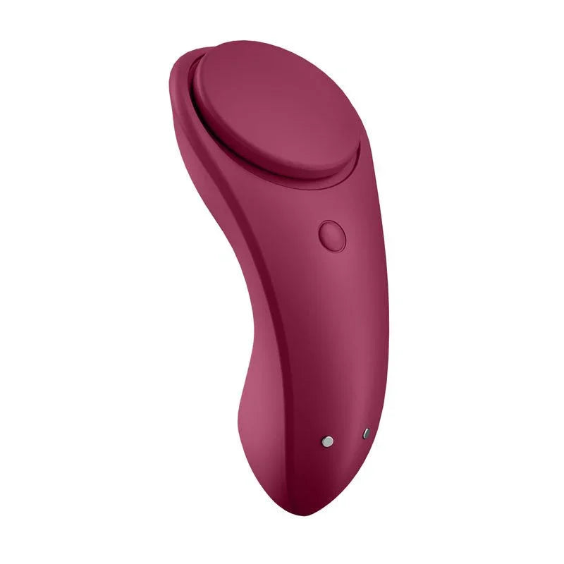 Satisfyer Sexy Secret - App Contolled Panty Vibrator in Wine Red, angled view