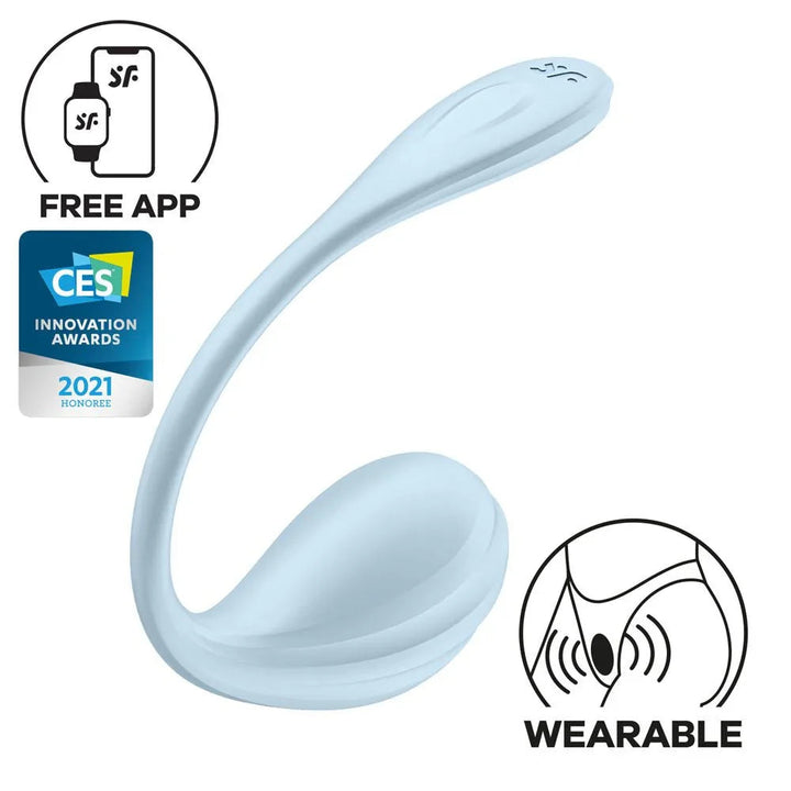 Satisfyer Smooth Petal - Wearable Stimulator in Light Blue with a feature badge