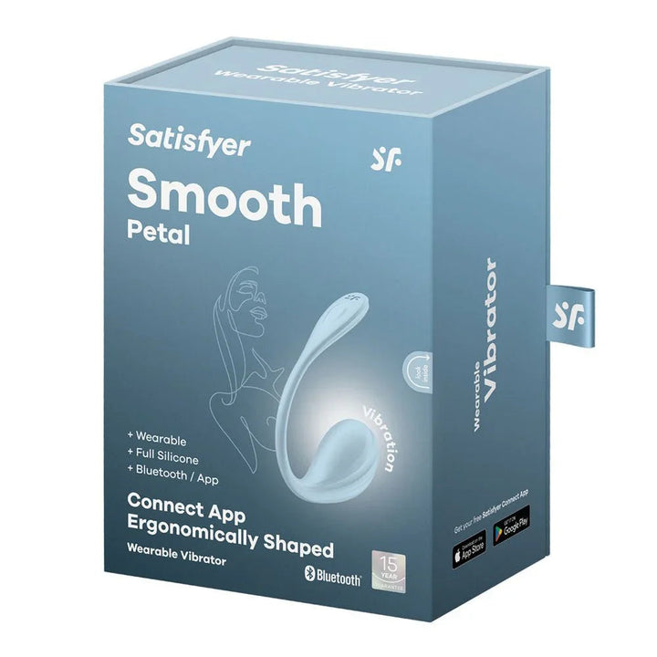Satisfyer Smooth Petal - Wearable Stimulator in Light Blue retail box