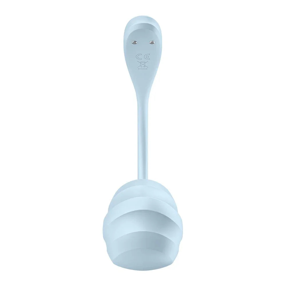Satisfyer Smooth Petal - Wearable Stimulator in Light Blue, angled view