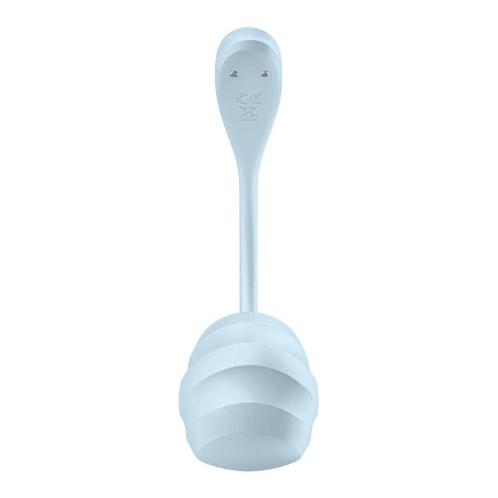 Satisfyer Smooth Petal - Wearable Stimulator in Light Blue, angled view