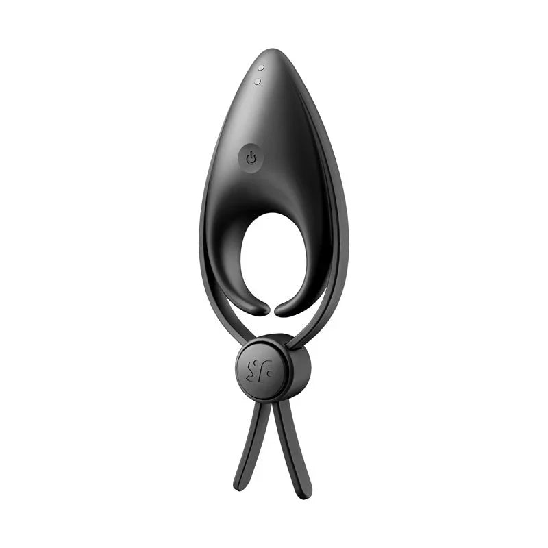 Satisfyer Sniper - Vibrating Adjustable Lasso Cock Ring in Black, front view