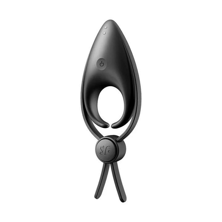 Satisfyer Sniper - Vibrating Adjustable Lasso Cock Ring in Black, front view