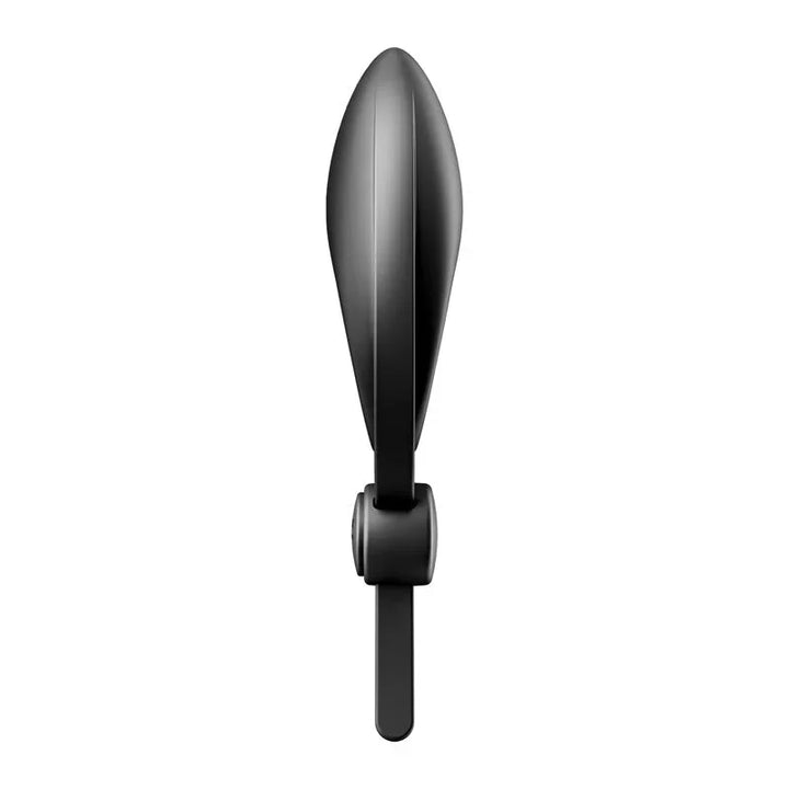 Satisfyer Sniper - Vibrating Adjustable Lasso Cock Ring in Black, angled view