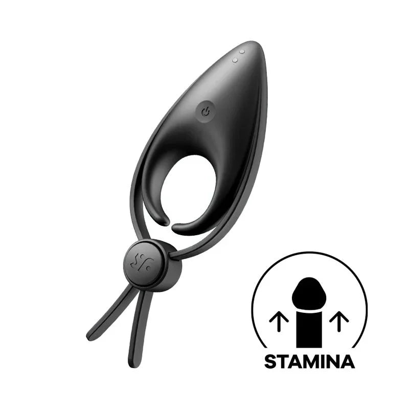 Satisfyer Sniper - Vibrating Adjustable Lasso Cock Ring in Black with a feature badge