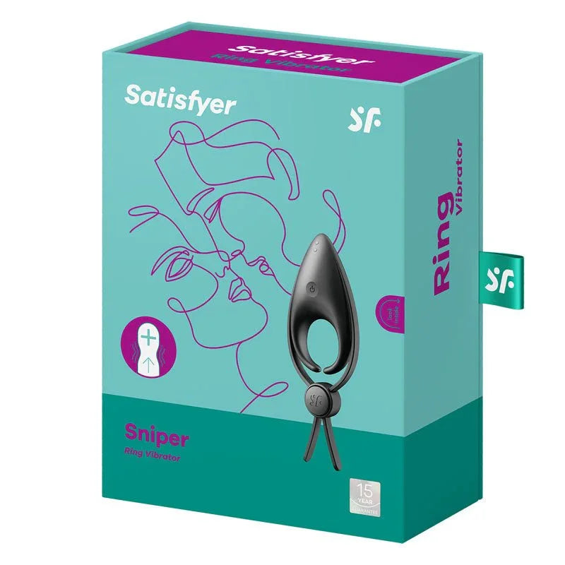 Satisfyer Sniper - Vibrating Adjustable Lasso Cock Ring in Black retail box