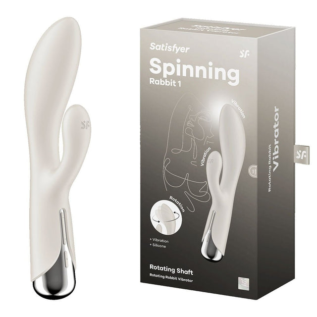 Buy Satisfyer Spinning Rabbit 1 - Beige - Beige 20 cm USB Rechargeable Rotating Rabbit Vibrator – Naughtyhut NZ sex toys online. Discreet delivery & top brands.