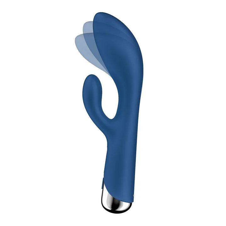 Satisfyer Spinning Rabbit 1 in blue showing the rotating shaft motion