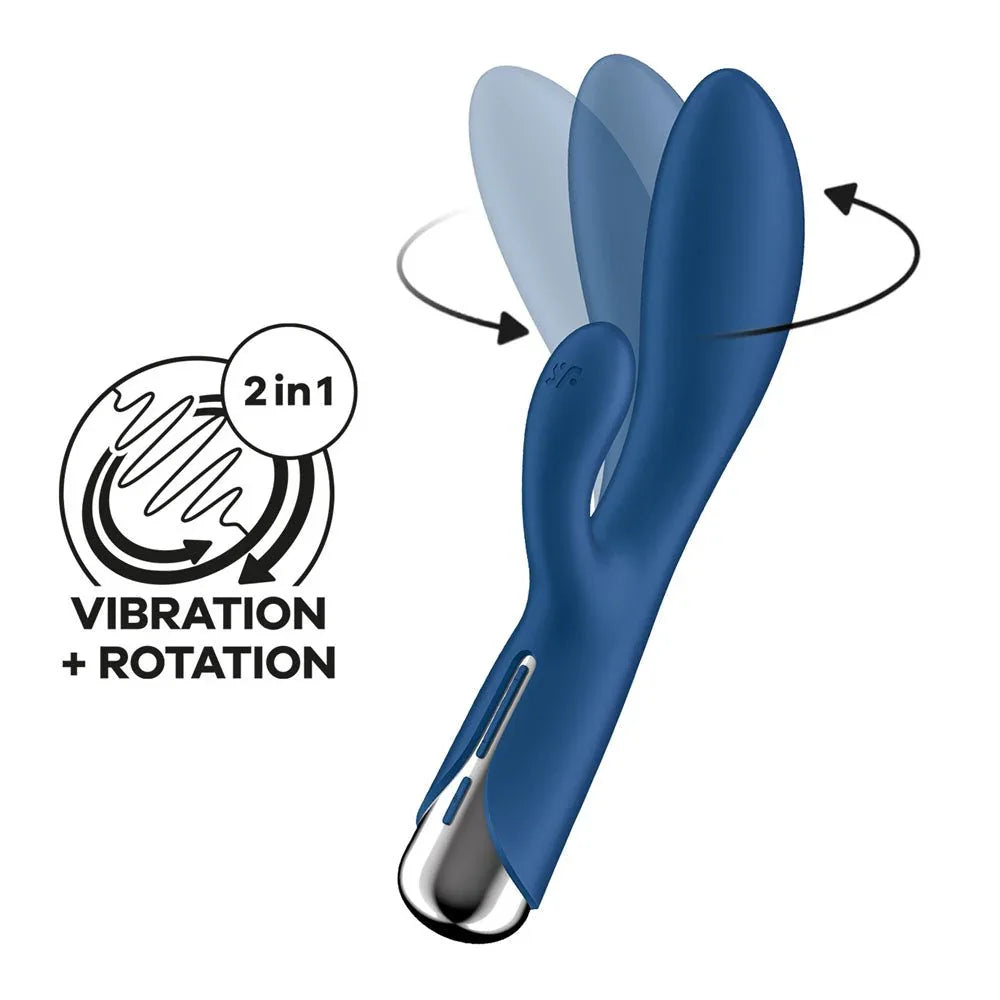 Satisfyer Spinning Rabbit 1 in blue with rotation arrows