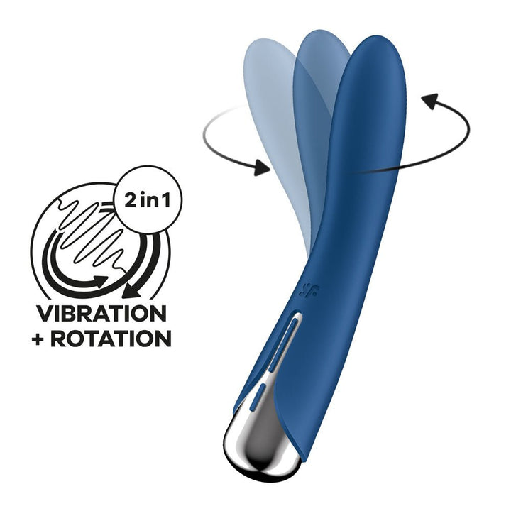 Satisfyer Spinning Vibe 1 - Blue - Blue 17.8 cm USB Rechargeable Rotating Vibrator – Sex toys NZ by Naughtyhut. Discreet delivery nationwide.